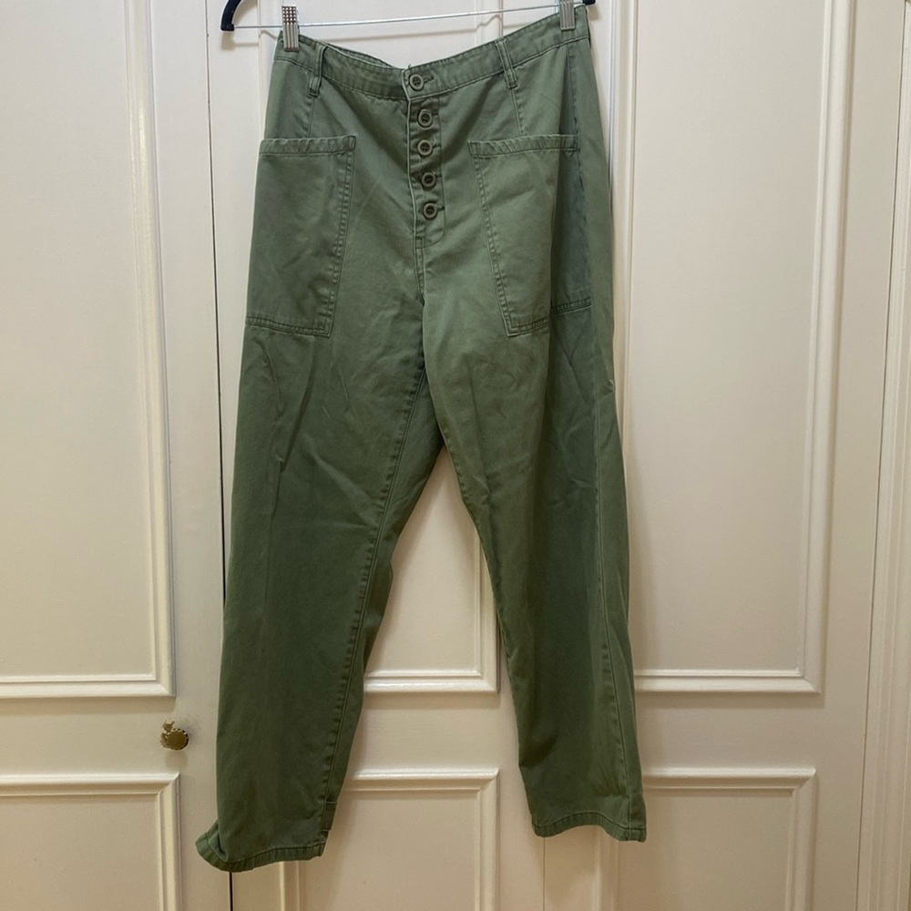 Pistola army green button front cargo pants